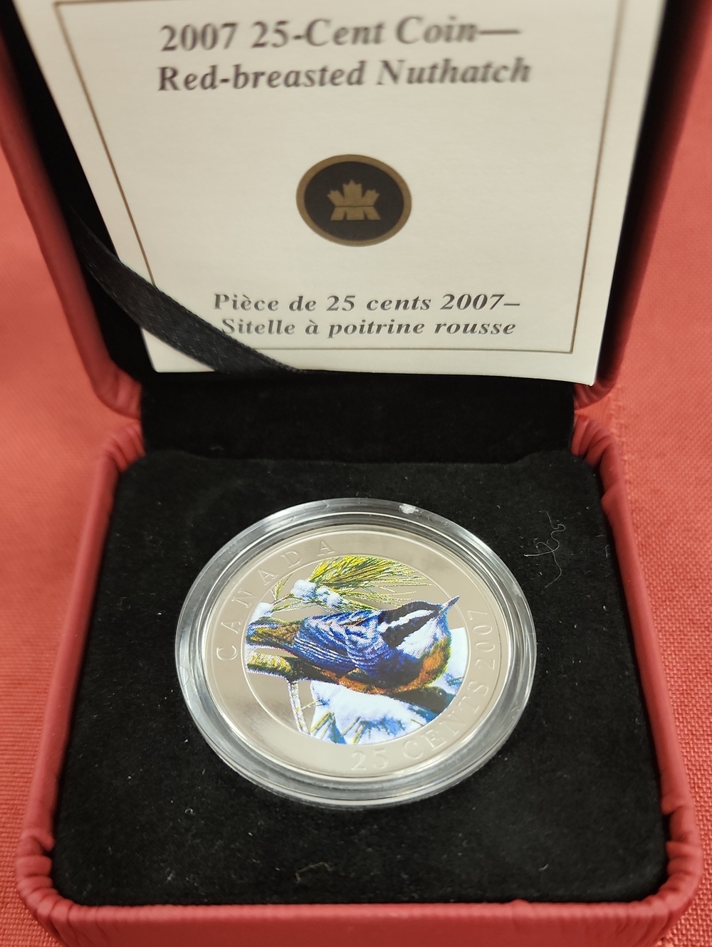 2007 Canadian 25¢ Red-breasted Nuthatch Collector Coin